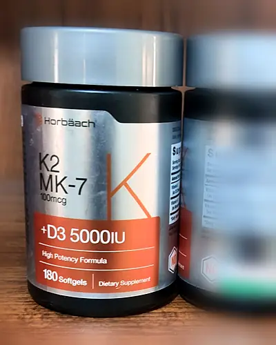 K2 MK-7 100 mcg + D3 5,000 IU High Potency by Horbäach