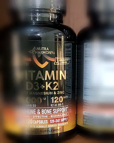 Vitamin D3 + K2 with Magnesium & Zinc, 10,000 IU by Nutra Harmony
